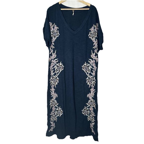 Free People Dresses & Skirts - Free People Embroideed Midi Dress Womens Sz S Oversized Bohemian Boho Vacation
